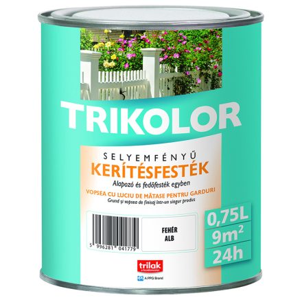 Trikolor selyemfényű kerítésfesték fehér 0.75 l