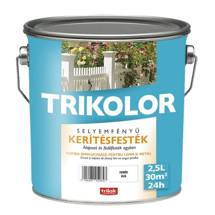 Trikolor selyemfényű kerítésfesték fehér 2.5 l