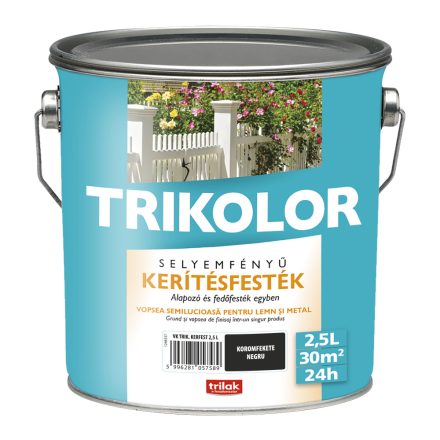 Trikolor selyemfényű kerítésfesték koromfekete 2.5 l