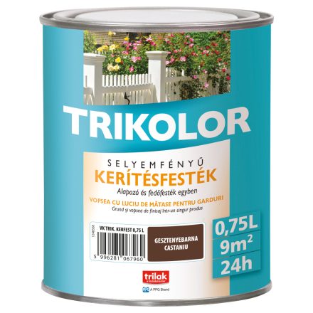 Trikolor selyemfényű kerítésfesték gesztenyebarna 0.75 l