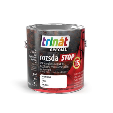 Trinát special rozsdaSTOP zománcfesték magasfényű fehér [RAL9016] 2.5 L