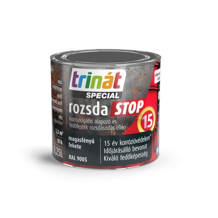 Trinát special rozsdaSTOP zománcfesték magasfényű fekete [RAL9005] 0.25 L