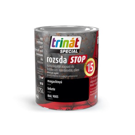 Trinát special rozsdaSTOP zománcfesték magasfényű fekete [RAL9005] 0.75 L
