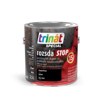 Trinát special rozsdaSTOP zománcfesték magasfényű fekete [RAL9005] 2.5 L