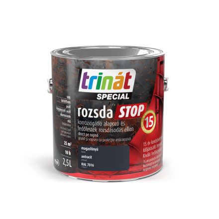Trinát special rozsdaSTOP zománcfesték magasfényű antracit [RAL7016] 2.5 L