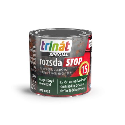 Trinát special rozsdaSTOP zománcfesték magasfényű mohazöld [RAL6005] 0.25 L
