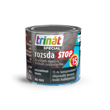 Trinát special rozsdaSTOP zománcfesték selyemfényű fekete [RAL9005] 0.25 L