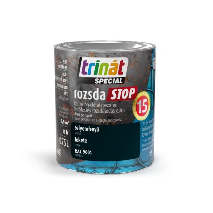 Trinát special rozsdaSTOP zománcfesték selyemfényű fekete [RAL9005] 0.75 L