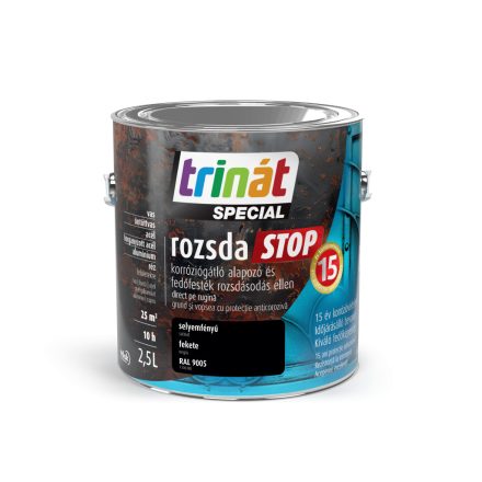Trinát special rozsdaSTOP zománcfesték selyemfényű fekete [RAL9005] 2.5 L