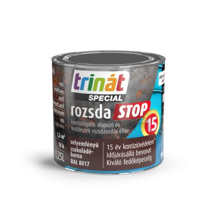 Trinát special rozsdaSTOP zománcfesték selyemfényű csokoládébarna [RAL8017] 0.25 L