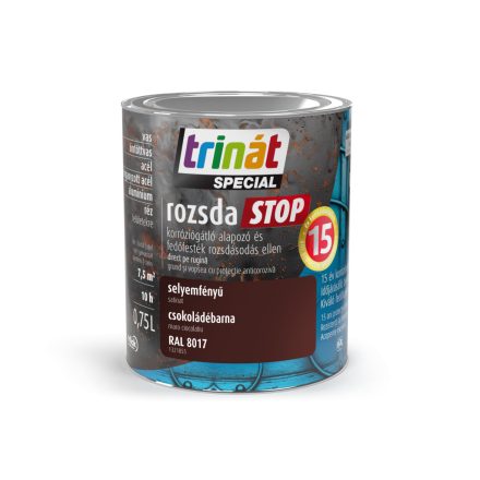 Trinát special rozsdaSTOP zománcfesték selyemfényű csokoládébarna [RAL8017] 0.75 L