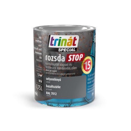 Trinát special rozsdaSTOP zománcfesték selyemfényű bazaltszürke [RAL7012] 0.75 L
