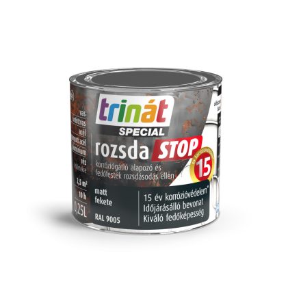 Trinát special rozsdaSTOP zománcfesték matt fekete [RAL9005] 0.25 L
